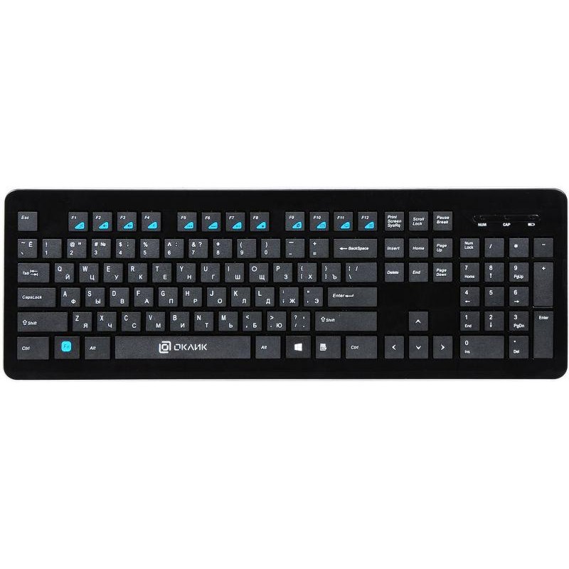 Клавиатура 870S черн. USB беспроводная slim Multimedia KB-406W ОКЛИК 368218