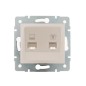 Розетка компьютерная + телефонная 2-м СП Karina RJ45 + RJ11 механизм жемчуж./бел. перламутр. LEZARD 707-3088-143