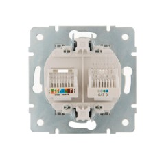 Розетка компьютерная + телефонная 2-м СП Karina RJ45 + RJ11 механизм жемчуж./бел. перламутр. LEZARD 707-3088-143