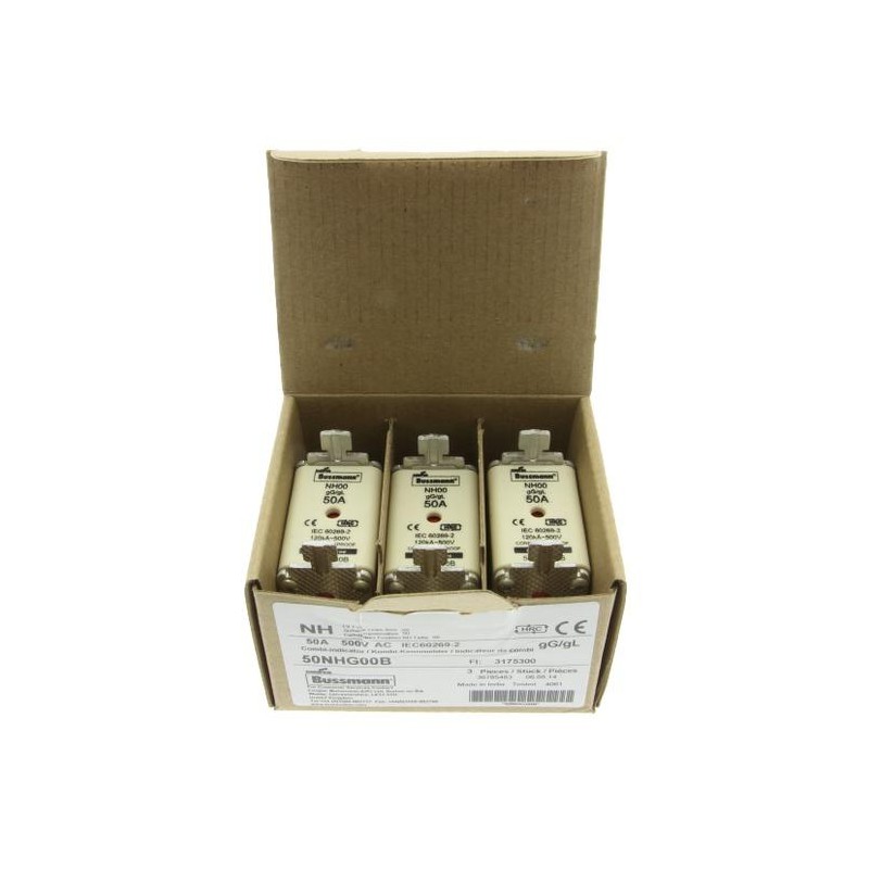 Предохранитель NH 50А 500В 00 GG EATON 50NHG00B Предохранитель NH 50А 500В 00 GG EATON 50NHG00B