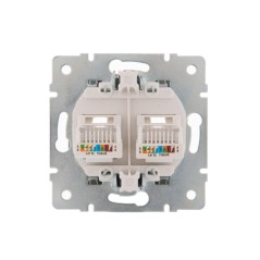 Розетка компьютерная + телефонная 2-м СП Karina RJ45 + RJ11 механизм матов. серебр. LEZARD 707-4388-143