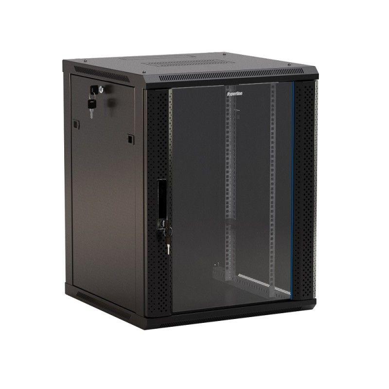 Шкаф настенный TWB-1545-GP-RAL9004 19дюйм 15U 775х600х450мм стеклян. дверь с перфорацией по бокам ручка с замком черн. (RAL 9004 Шкаф настенный TWB-1545-GP-RAL9004 19дюйм 15U 775х600х450мм стеклян. дверь с перфорацией по бокам ручка с замком черн. (RAL 9004