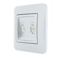 Розетка компьютерная + телефонная 2-м СП Karina RJ45 + RJ11 механизм матов. серебр. LEZARD 707-4388-143