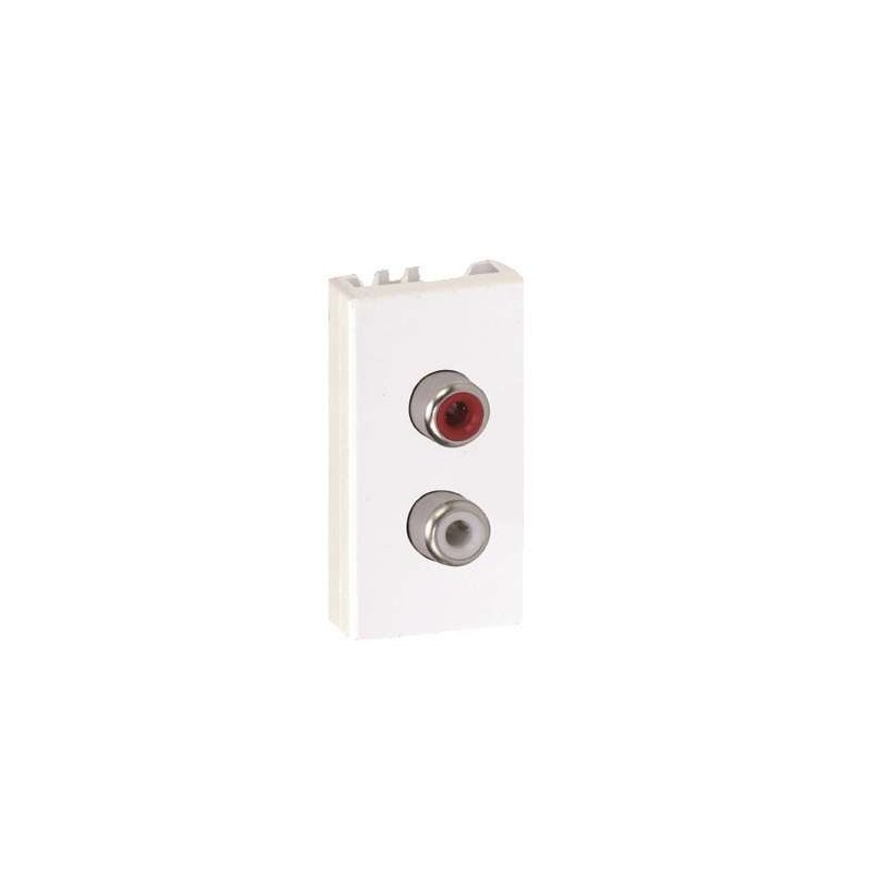 Плата 2-м разъемами RCA (черн./ красн.) под винт 22.5х45мм алюм. Simon Connect K101B-8