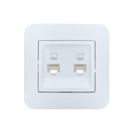 Розетка компьютерная 2-м СП ASTI IP20 RJ45 в сборе бел. LEZARD 7081-0202-141