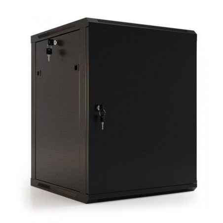 Шкаф настенный TWB-1866-SR-RAL9004 19дюйм 18U 908х600х600мм метал. перед. дверь с замком две боковые панели черн. (RAL 9004) (ра