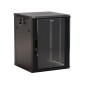 Шкаф настенный TWB-2745-GP-RAL9004 19дюйм. 27U 1304х600х450мм стекл. дверь с перфорацией по бокам ручка с замком с возмож. устан