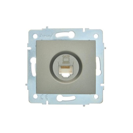 Розетка компьютерная 1-м СП ASTI IP20 RJ45 механизм Cat 6e платина. LEZARD 7081-3588-140