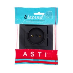 Розетка 1-м СП ASTI 16А IP20 без заземл. термопласт в сборе черн. бархат. LEZARD 7081-4242-121B