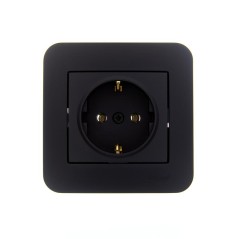 Розетка 1-м СП ASTI 16А IP20 с заземл. термопласт в сборе черн. бархат. LEZARD 7081-4242-122B