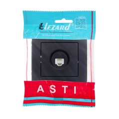 Розетка телефонная евро 1-м СП ASTI IP20 RJ11 в сборе черн. бархат LEZARD 7081-4242-137