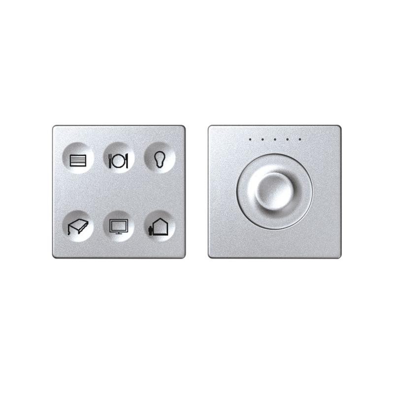 Комплект выключателя 6-кл. сенсорн. + регулятор Т3 LON, RJ12 алюм. Simon82 Sense 8000675-093