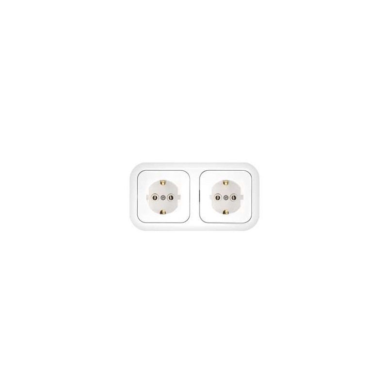Розетка 2-м СП IP20 с заземл. защ. шторки бел. Bylectrica РС16-349