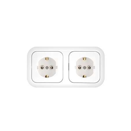 Розетка 2-м СП IP20 с заземл. защ. шторки бел. Bylectrica РС16-349