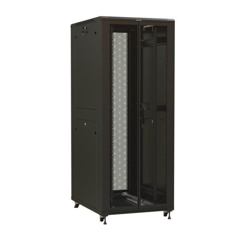 Шкаф напольный TTR-4261-DD-RAL9005 19дюйм 42U 2055х600х1000мм перед. и зад. распашные перфор. двери (75%) ручка с замком черн. ( Шкаф напольный TTR-4261-DD-RAL9005 19дюйм 42U 2055х600х1000мм перед. и зад. распашные перфор. двери (75%) ручка с замком черн. (