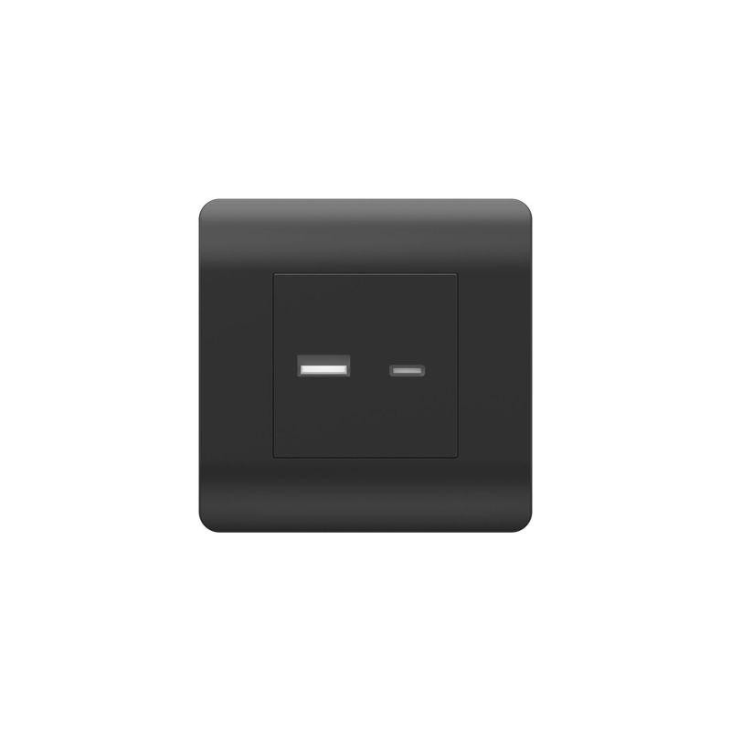 Розетка USB NEW3-E тип A+C 5В/2.1А черн. CHINT 431501 Розетка USB NEW3-E тип A+C 5В/2.1А черн. CHINT 431501