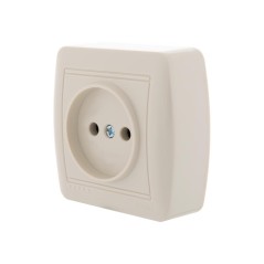 Розетка 1-м ОП Demet 16А IP20 без заземл. керамика крем. LEZARD 711-0300-121