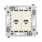 Розетка компьютерная 2-м СП Avanti "Ванильная дымка" RJ45 кат.6A без шторок механизм DKC 4405674