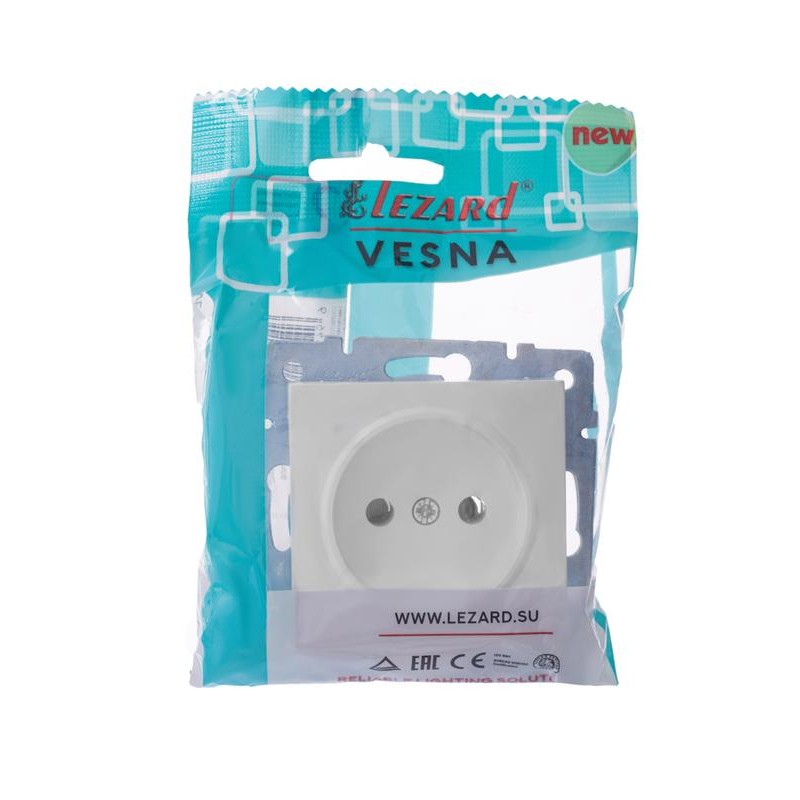 Розетка 1-м СП Vesna без заземл. ПБТ механизм бел. LEZARD 742-0288-121B Розетка 1-м СП Vesna без заземл. ПБТ механизм бел. LEZARD 742-0288-121B