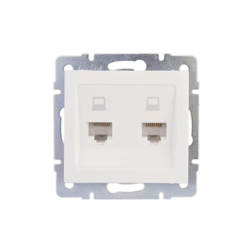 Розетка компьютерная 2-м Rain RJ45 механизм бел. LEZARD 703-0288-141