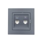 Розетка компьютерная + телефонная 2-м СП Vesna механизм графит LEZARD 742-3488-143 Розетка компьютерная + телефонная 2-м СП Vesna механизм графит LEZARD 742-3488-143