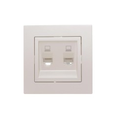 Розетка компьютерная 2-м СП Vesna механизм жемчуж./бел. перламутр LEZARD 742-3088-141