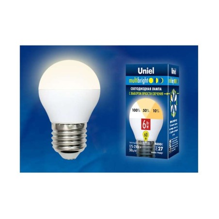 Лампа светодиодная LED-G45-6W/WW/E27/FR/MB PLM11WH Multibright 6Вт шар матовая 3000К тепл. бел. E27 100-50-10 (упак. картон) Uni