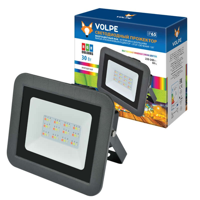Прожектор светодиодный ULF-Q511 30W/RGB IP65 220-240В BLACK мультиколор корпус черн. Volpe UL-00002562 Прожектор светодиодный ULF-Q511 30W/RGB IP65 220-240В BLACK мультиколор корпус черн. Volpe UL-00002562