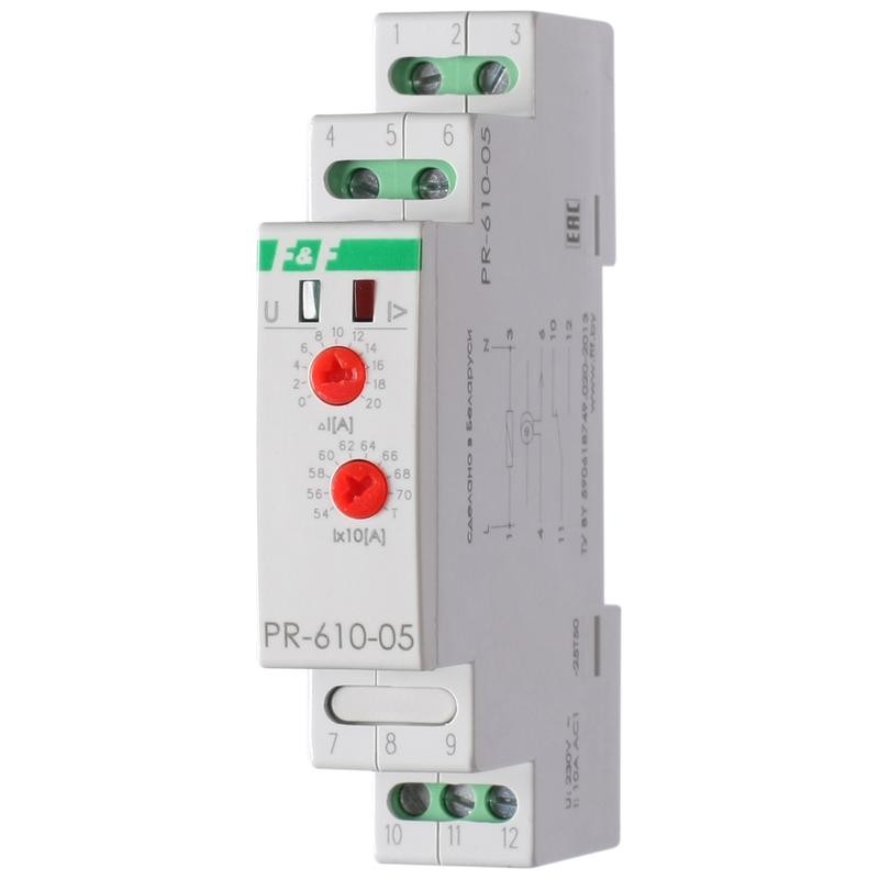Реле тока PR-610-05 (540-640А, с выносным ТТ в комплекте, 1 модуль, монтаж на DIN-рейке) F@F EA03.004.013