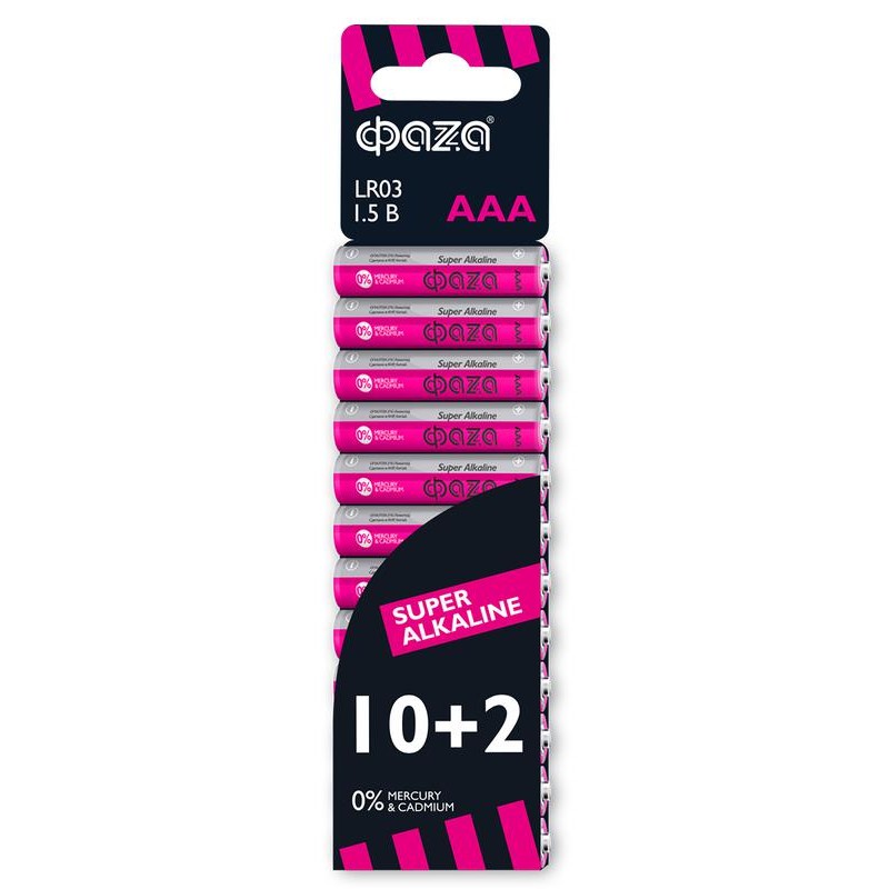 Элемент питания алкалиновый AAA/LR03 1.5В Super Alkaline SBL-10+2 (уп.12шт) ФАZА 2854612 Элемент питания алкалиновый AAA/LR03 1.5В Super Alkaline SBL-10+2 (уп.12шт) ФАZА 2854612
