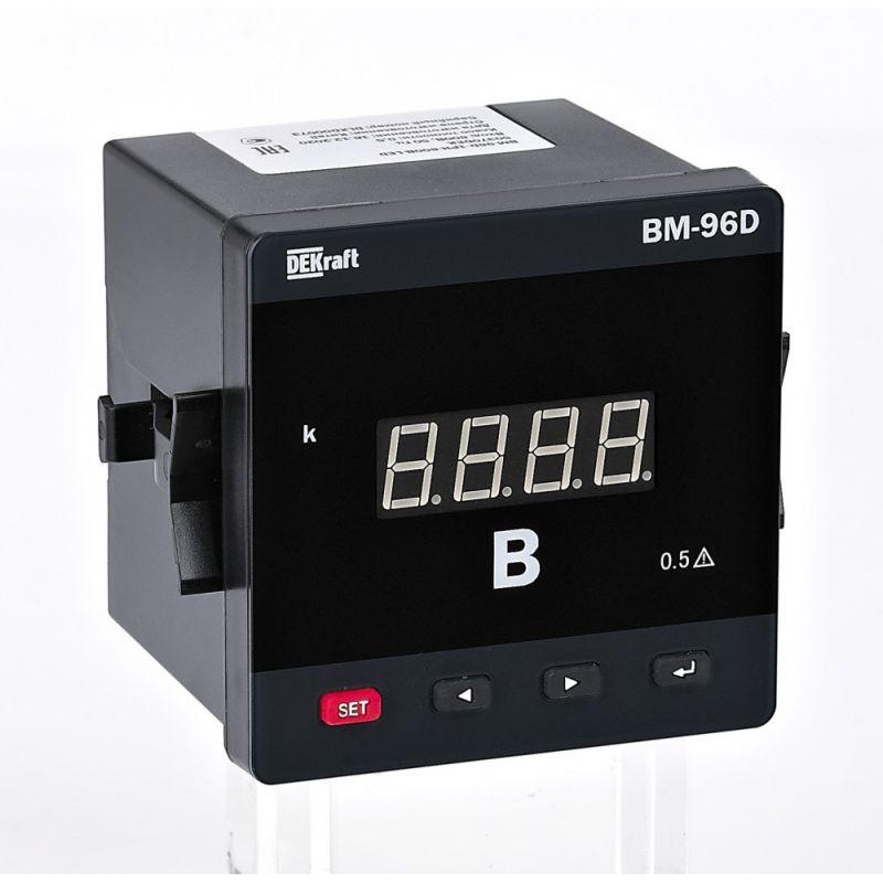 Вольтметр цифровой ВМ-72D 1ф вх. 600В вых. DO+RS-485 72х72мм LED-дисплей DEKraft 50357DEK Вольтметр цифровой ВМ-72D 1ф вх. 600В вых. DO+RS-485 72х72мм LED-дисплей DEKraft 50357DEK