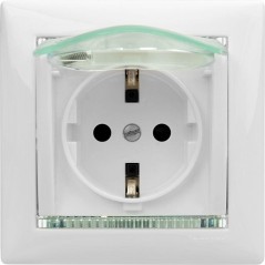 Розетка 1-м СП Valena 16А IP44 2P+E с заземл. защ. шторки с крышкой немецк. стандарт механизм бел. Leg 774220