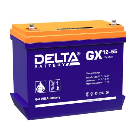 Аккумулятор 12В 55А.ч Delta GX 12-55