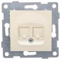 Розетка компьютерная + телефонная 2-м СП Ugra RJ45 + RJ12 механизм беж. GUSI С11КТ-003