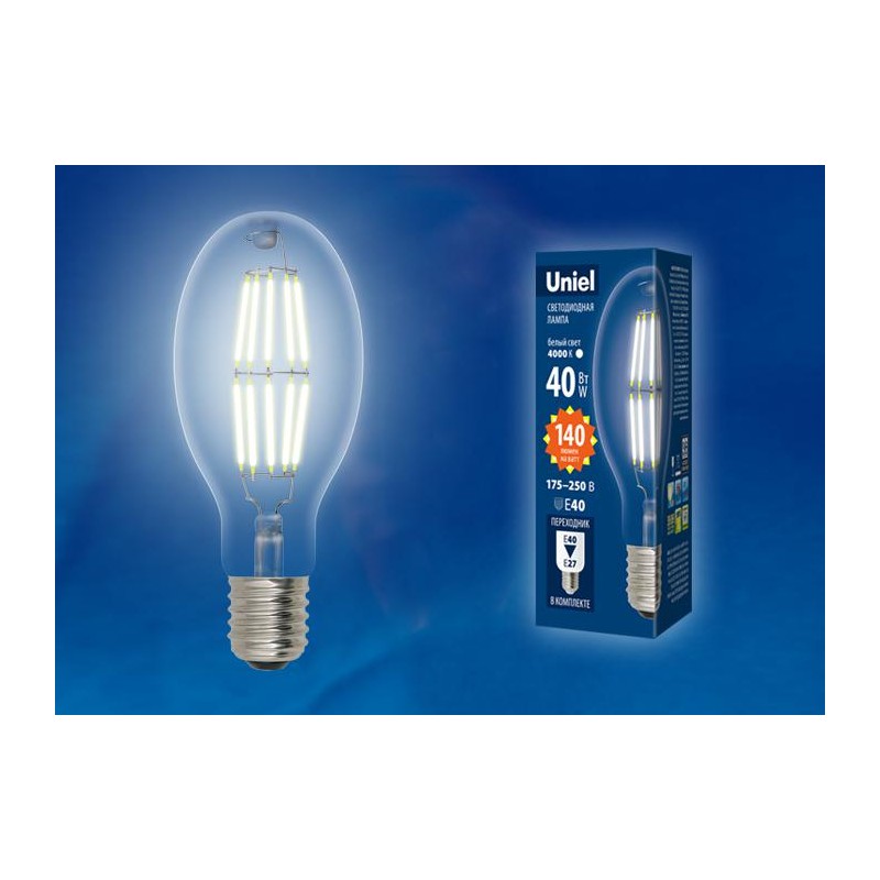 Лампа светодиодная LED-ED90-40W/DW/E40/CL GLP05TR колба прозр. свет дневной бел. 6500К упак. картон. Uniel UL-00003763 Лампа светодиодная LED-ED90-40W/DW/E40/CL GLP05TR колба прозр. свет дневной бел. 6500К упак. картон. Uniel UL-00003763