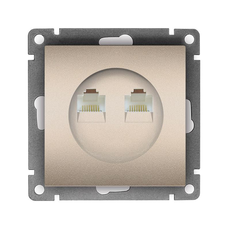 Розетка компьютерная 2-м СП Афина RJ45 кат.5E механизм шампань Universal A1086-Br Розетка компьютерная 2-м СП Афина RJ45 кат.5E механизм шампань Universal A1086-Br