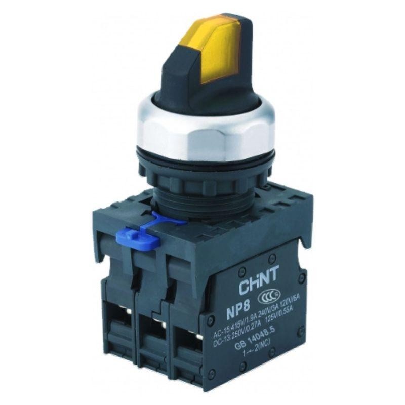 Переключатель с подсветкой NP8-11XD/215 2 полож. фикс. AC110-230В(LED) 1НО+1НЗ IP65 (R) желт. CHINT 667555 Переключатель с подсветкой NP8-11XD/215 2 полож. фикс. AC110-230В(LED) 1НО+1НЗ IP65 (R) желт. CHINT 667555