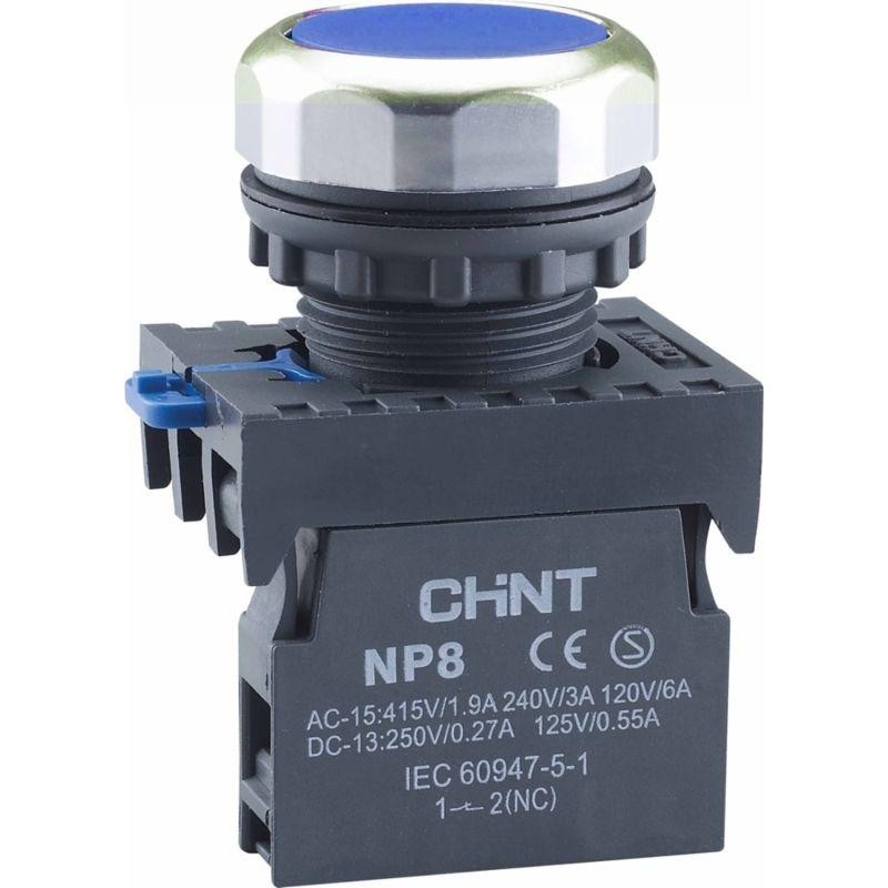 Кнопка управления NP8-01BN/6 без подсветки самовозв. 1НЗ IP65 (R) син. CHINT 667866 Кнопка управления NP8-01BN/6 без подсветки самовозв. 1НЗ IP65 (R) син. CHINT 667866