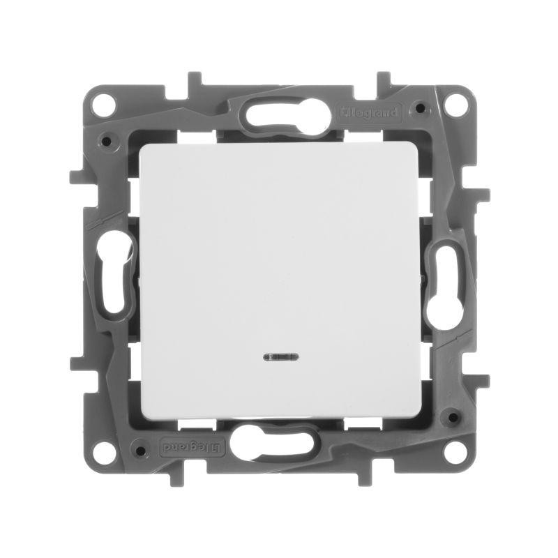 Переключатель 1-кл. СП Etika Plus 10А IP20 250В 10AX с подсветкой безвинтов. зажимы механизм бел. Leg 672215 Переключатель 1-кл. СП Etika Plus 10А IP20 250В 10AX с подсветкой безвинтов. зажимы механизм бел. Leg 672215
