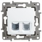 Розетка компьютерная + телефонная 2-м СП Etika RJ45 + RJ11 кат.5E UTP механизм бел. Leg 672252 Розетка компьютерная + телефонная 2-м СП Etika RJ45 + RJ11 кат.5E UTP механизм бел. Leg 672252