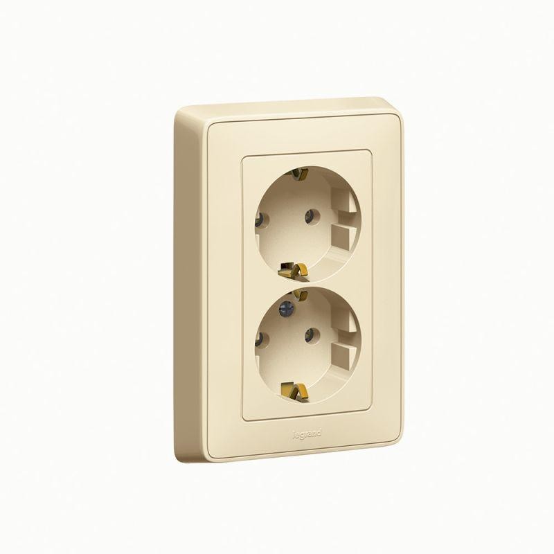 Розетка 2-м СП Cariva 16А IP20 2х2P+E немецк. стандарт сл. кость (DIY-упак.) Leg 695918 Розетка 2-м СП Cariva 16А IP20 2х2P+E немецк. стандарт сл. кость (DIY-упак.) Leg 695918