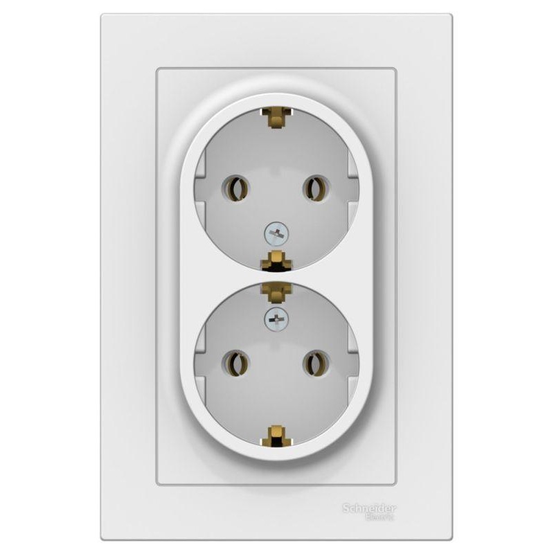 Розетка двойная AtlasDesign с заземл. 16А в сборе лотос SE ATN001324