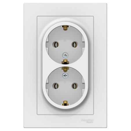 Розетка двойная AtlasDesign с заземл. 16А в сборе лотос SE ATN001324