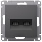 Розетка компьютерная 2-м AtlasDesign RJ45+RJ45 кат.5E механизм базальт SE ATN001485