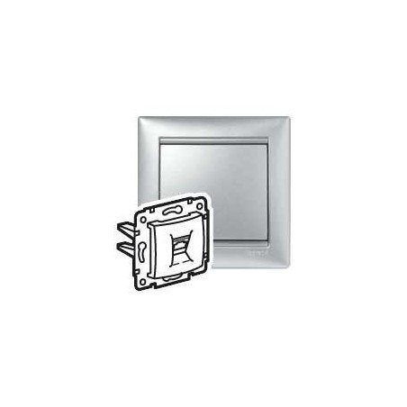 Розетка компьютерная 1-м СП Valena RJ45 ISDN/интернет 8 контакт. механизм алюм. Leg 770141