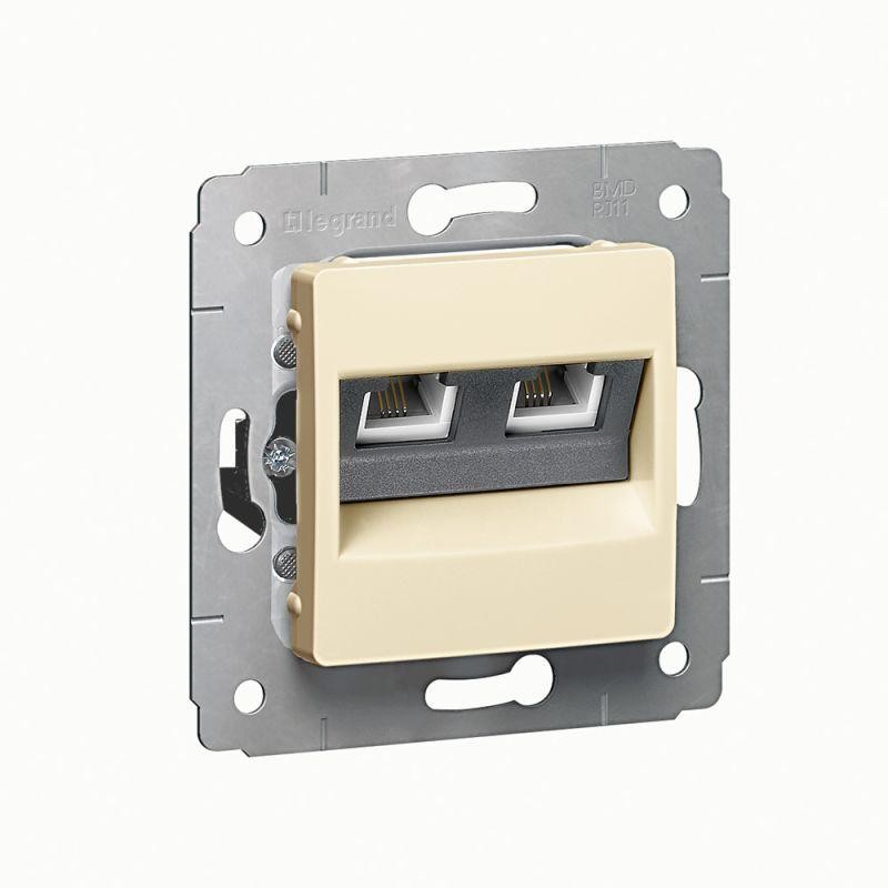 Розетка компьютерная + телефонная 2-м СП Cariva RJ45 + RJ11 кат.6 UTP механизм сл. кость Leg 773740 Розетка компьютерная + телефонная 2-м СП Cariva RJ45 + RJ11 кат.6 UTP механизм сл. кость Leg 773740
