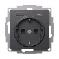Розетка AtlasDesign 16А с 2-мя заряд. устройствами USB тип A+C 5В/2.4А/3.0А 2х5В/1.5А механизм базальт SE ATN001432