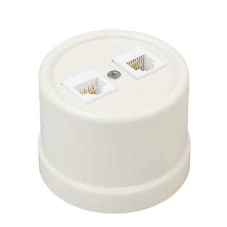 Розетка компьютерная 2-м ОП Лизетта RJ45 10А IP20 ретро кат.5E ABS-пластик сл. кость Bironi B1-302-211