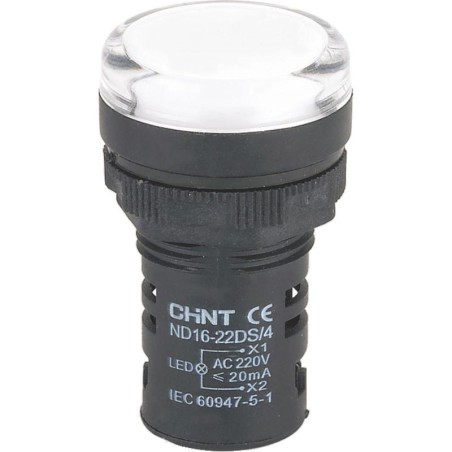 Индикатор ND16-22DS/4C компактный встр. конденсатор IP65 АС380В (R) бел. CHINT 828187