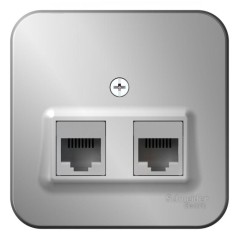 Розетка компьютерная + телефонная 2-м ОП Blanca RJ45 кат.5E + RJ11 с изолир. пластиной алюм. SE BLNIA045113